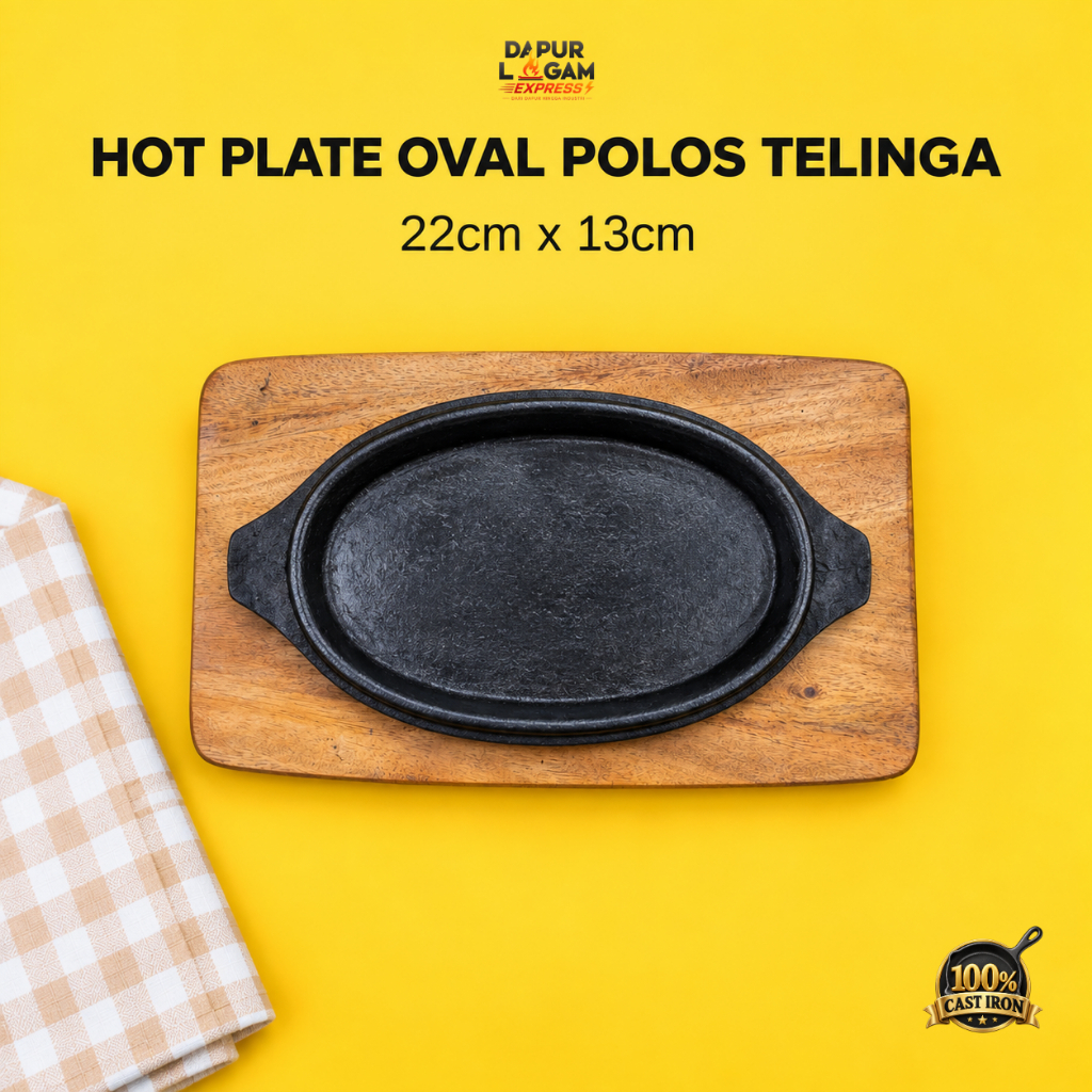 HOTPLATE OVAL POLOS TELINGA| HOTPLATE STEAK | CAST IRON | PIRING COR BAJA | ANEKA HOTPLATE