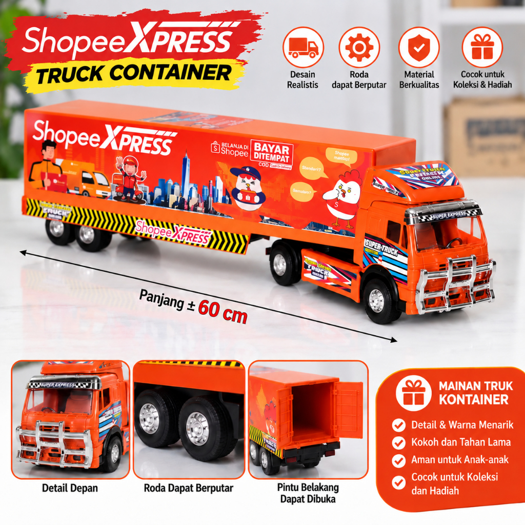 Mainan Truck Box Kontainer Muatan Sponsor Truk Gandeng Jumbo- Kado Anak