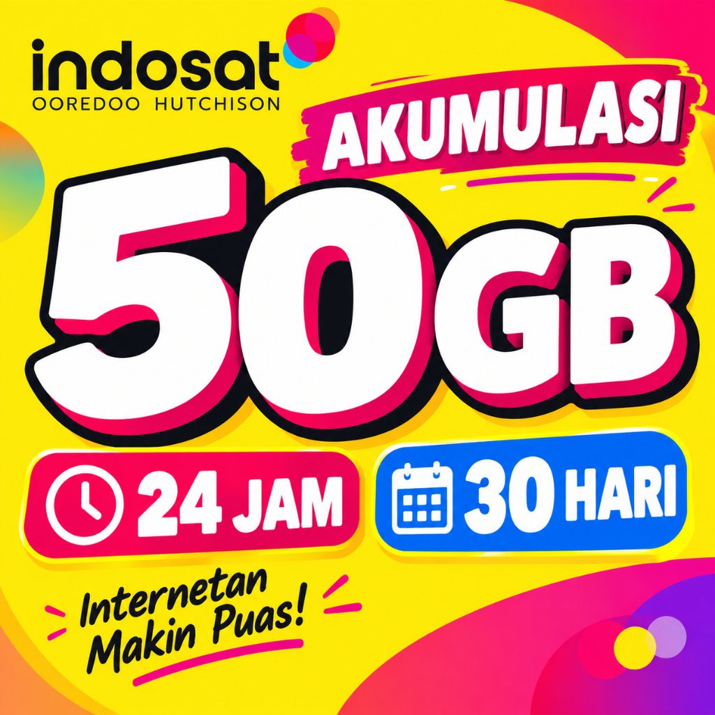 Kuota Indosat Akumulasi 50GB 24 Jam 30 Hari | Paket Data IM3 Internet Murah Nasional | rollover