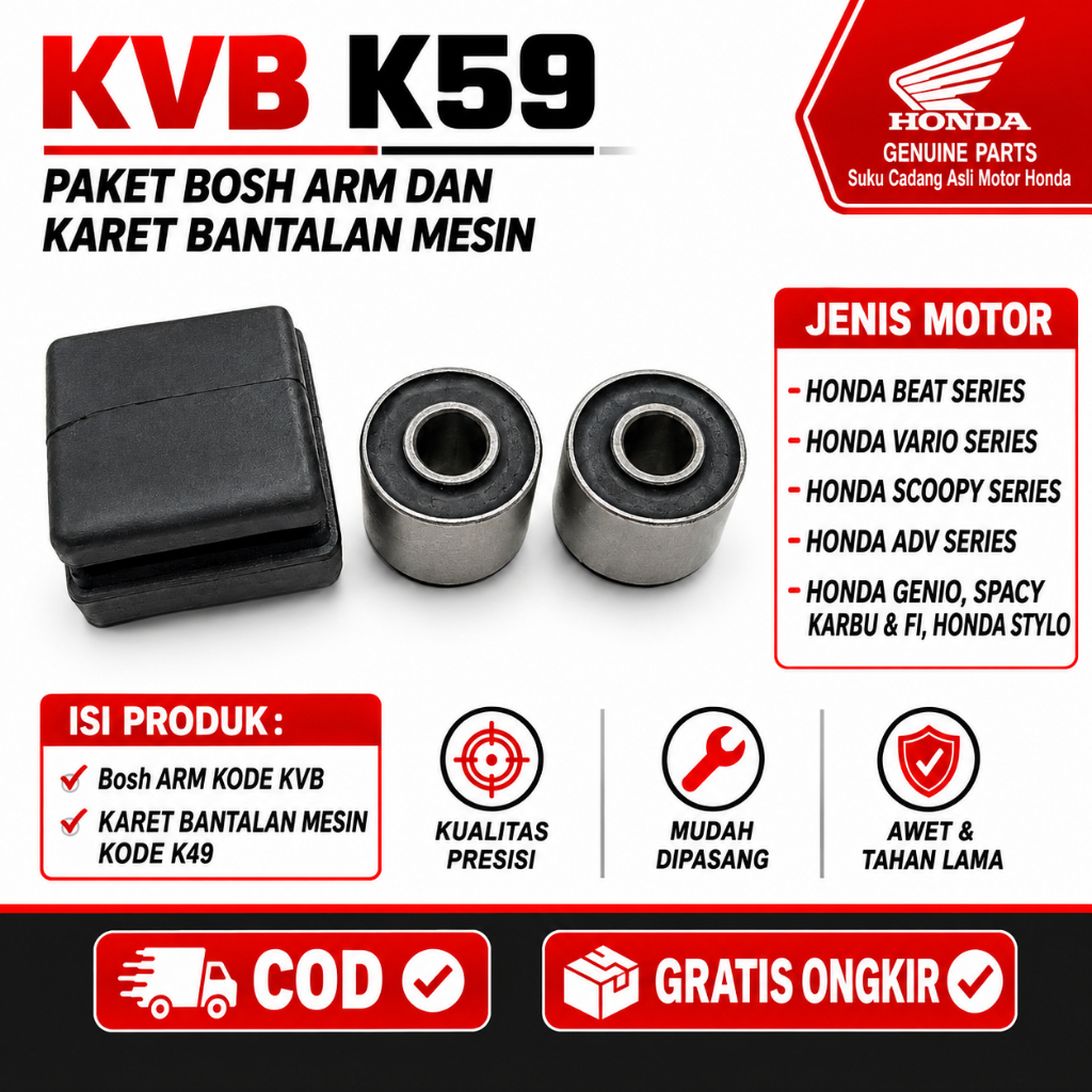 Bosh Arm Sasis & Karet Bantalan Tahanan Mesin Matic Beat - Vario - Beat, Scoopy, Spacy ( Fi )