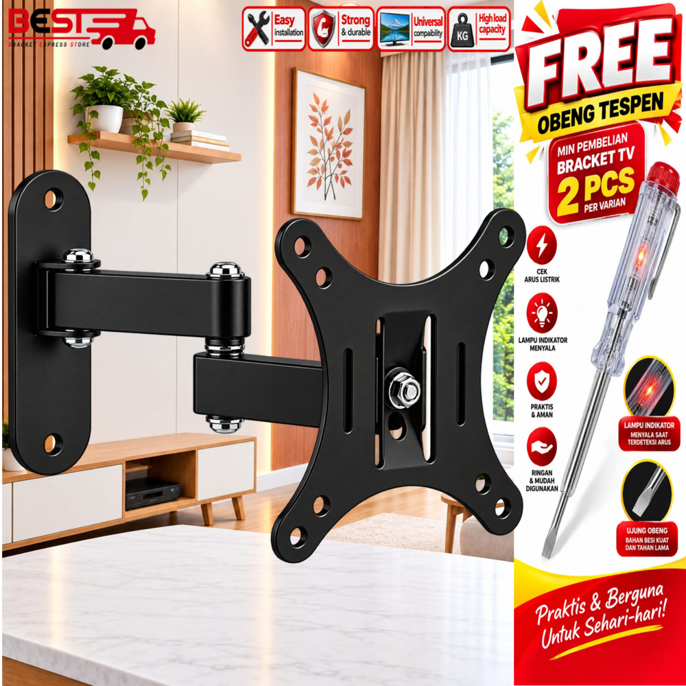 FREE EXTRA Bracket Monitor PC  14" s/d 28 inch 14 17 19 22 24 27 28 inch swifle/lengan  Fleksible mo