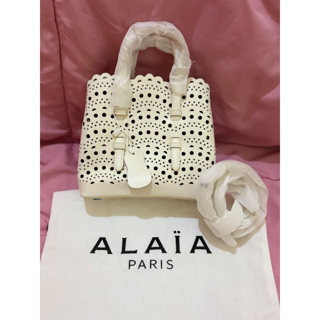 Tas alaia mina white Real leather Full logo