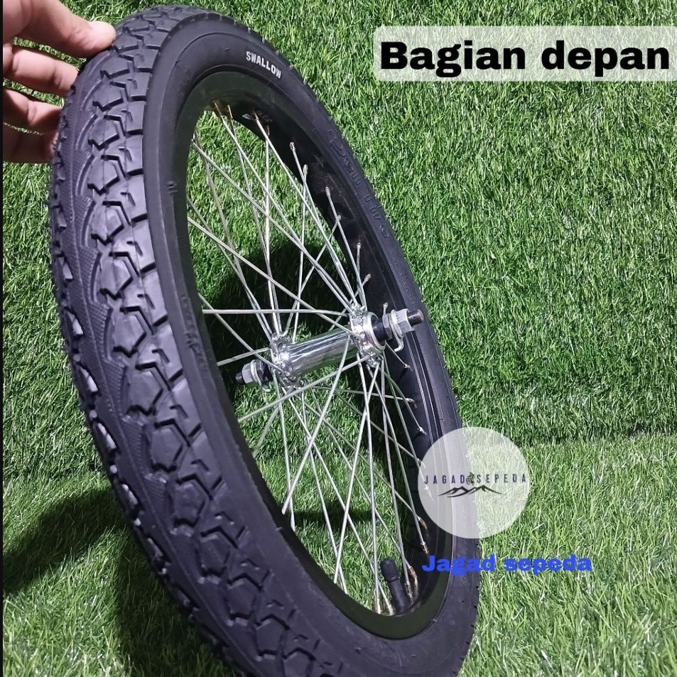 roda sepeda torpedo 18 in di pasang ban 18x2.125 swallow tinggal pasang/ wheel set 18/ velg sepeda 1