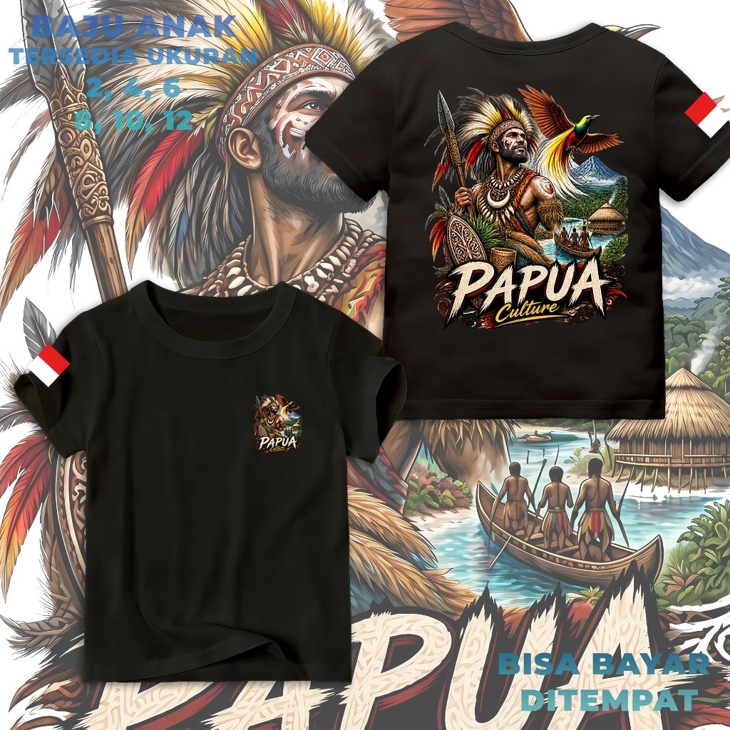 Kaos Anak Indonesia Papua Culture Bahan Nyaman dipakai