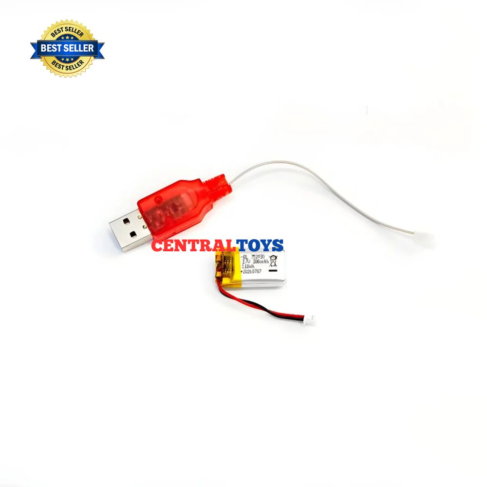 baterai lipo 3.7V 300mAH soket PH1.25 752030 mini drift 1:43 4DRC H6 - USB charger lipo 3.7V PH1.25