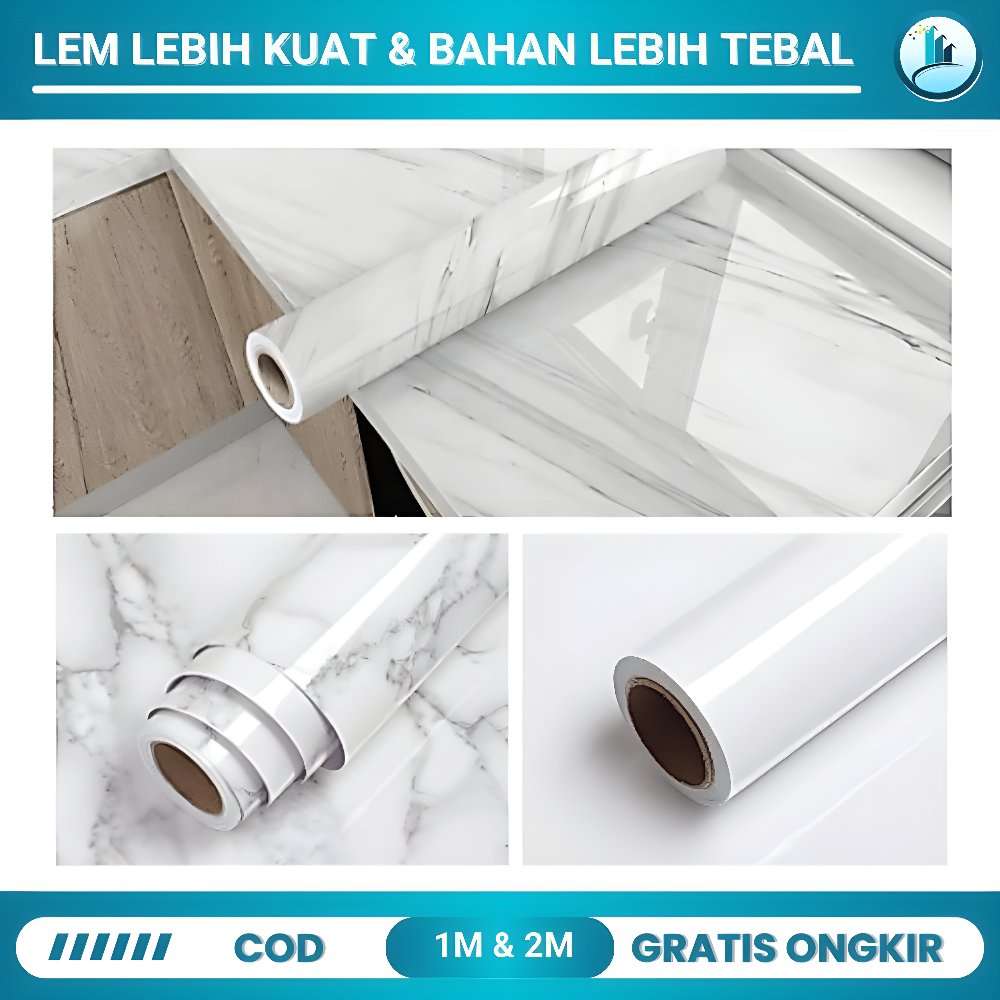 Wall Stiker Wallpaper Dinding Marmer Gold Walfafer Dingding Lantai Premium Marbel Aluminium Silver