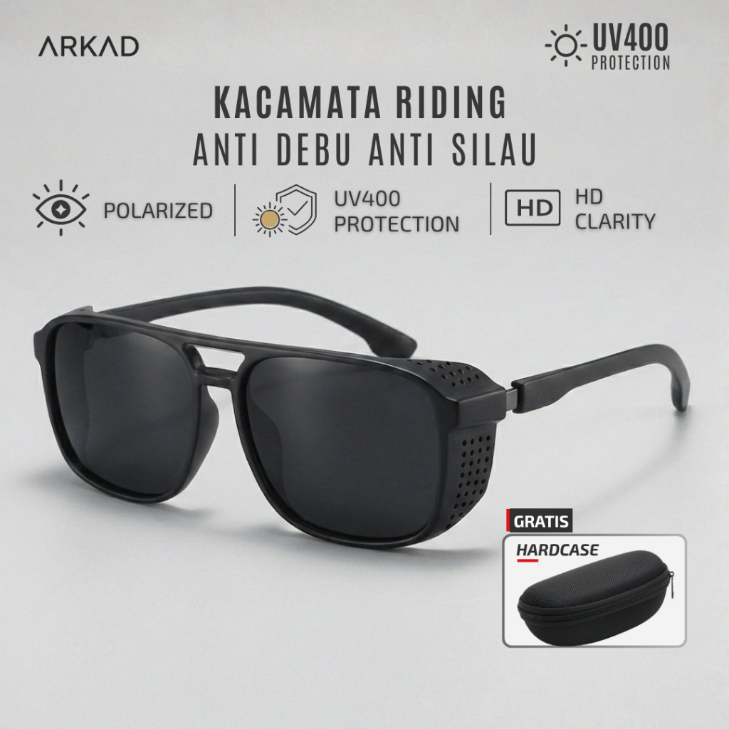 DYMENSION - RIDERON Kacamata Berkendara UV400 Polarized Filter Debu Riding Siang Hari