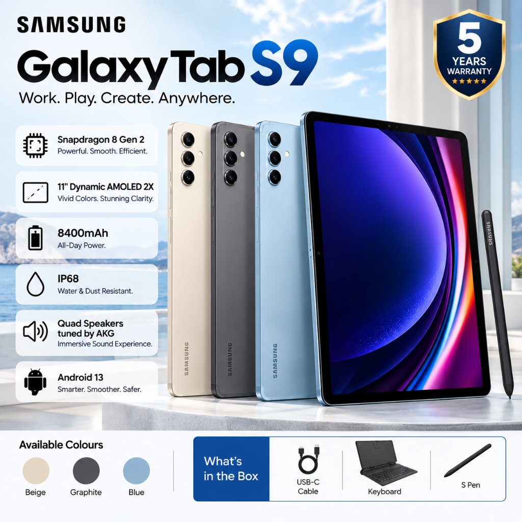 Samsung Galaxy S9 11” AMOLED Tablet 12GB RAM 512GB ROM + Keyboard Pen Case | Garansi 5 Tahun