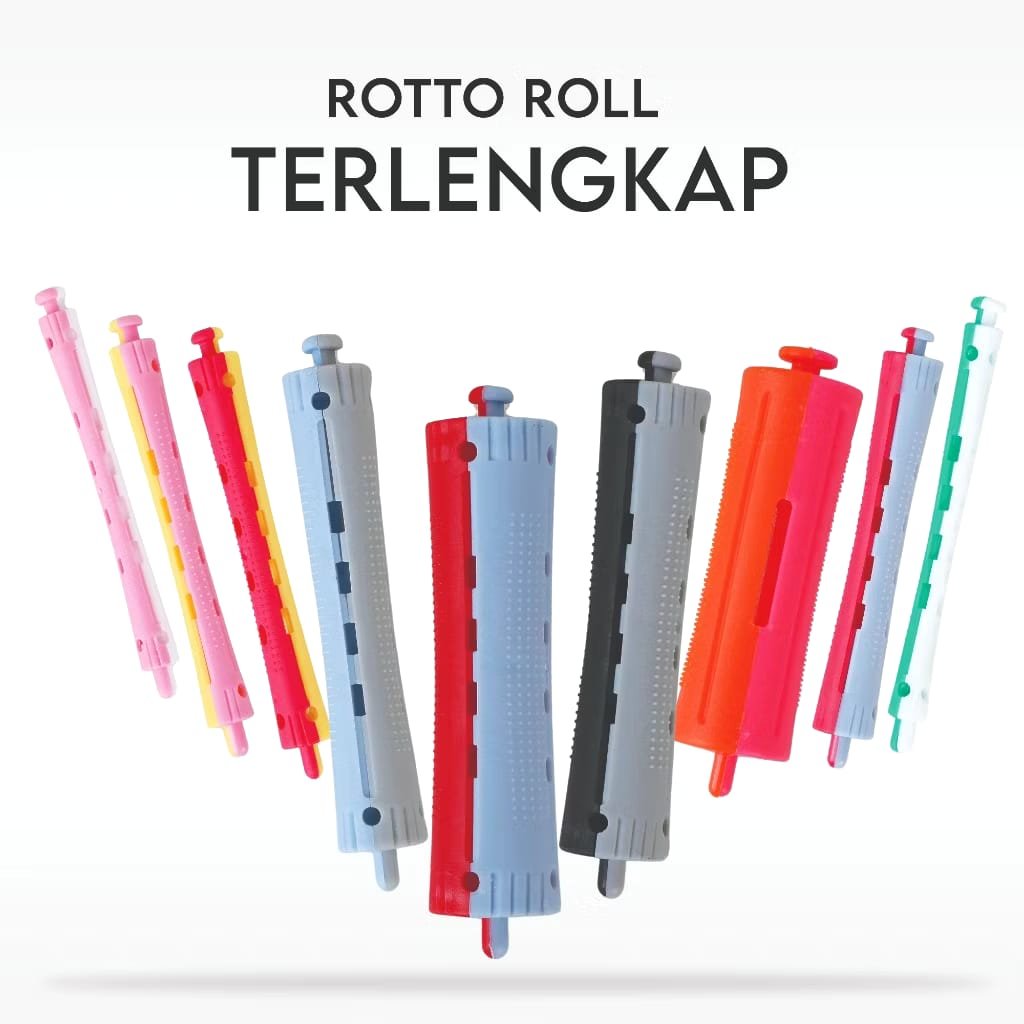 Rotto Roll UKURAN TERLENGKAP ISI 12/ Rotto Roll Keriting Rambut SEPAKET DENGAN KARET / Roll Keriting