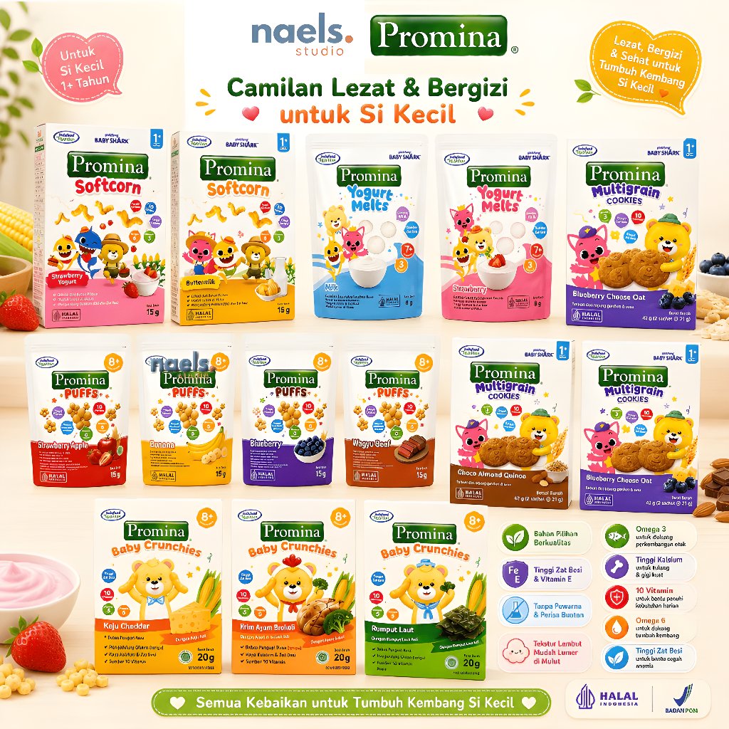 Naels Studio - Promina MPASI Bayi & Anak 6+ 8+ 1+ /  Bubur Tim Snack Puffs Biscuit Pudding Yogurt Me