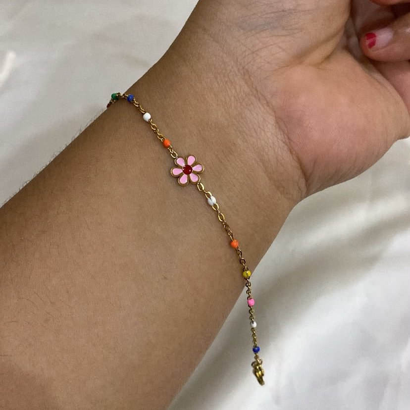 (Lobster 750) Gelang Bunga Daisy Pink Titanium
