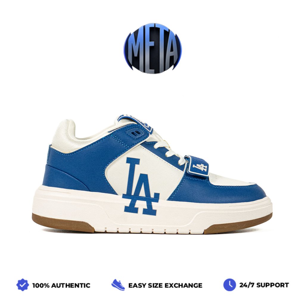 Meta Shoes - Sepatu Korea MLB Chunky Liner Mid Los Angeles LA Blue White Sneakers Casual Outdoor Ind