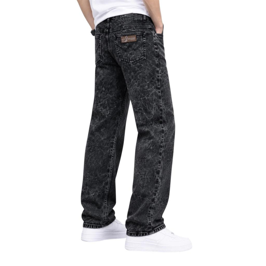 Celana Jeans Pria Sandwash Black Regular Wolflight Ukuran 28 Sampai 38