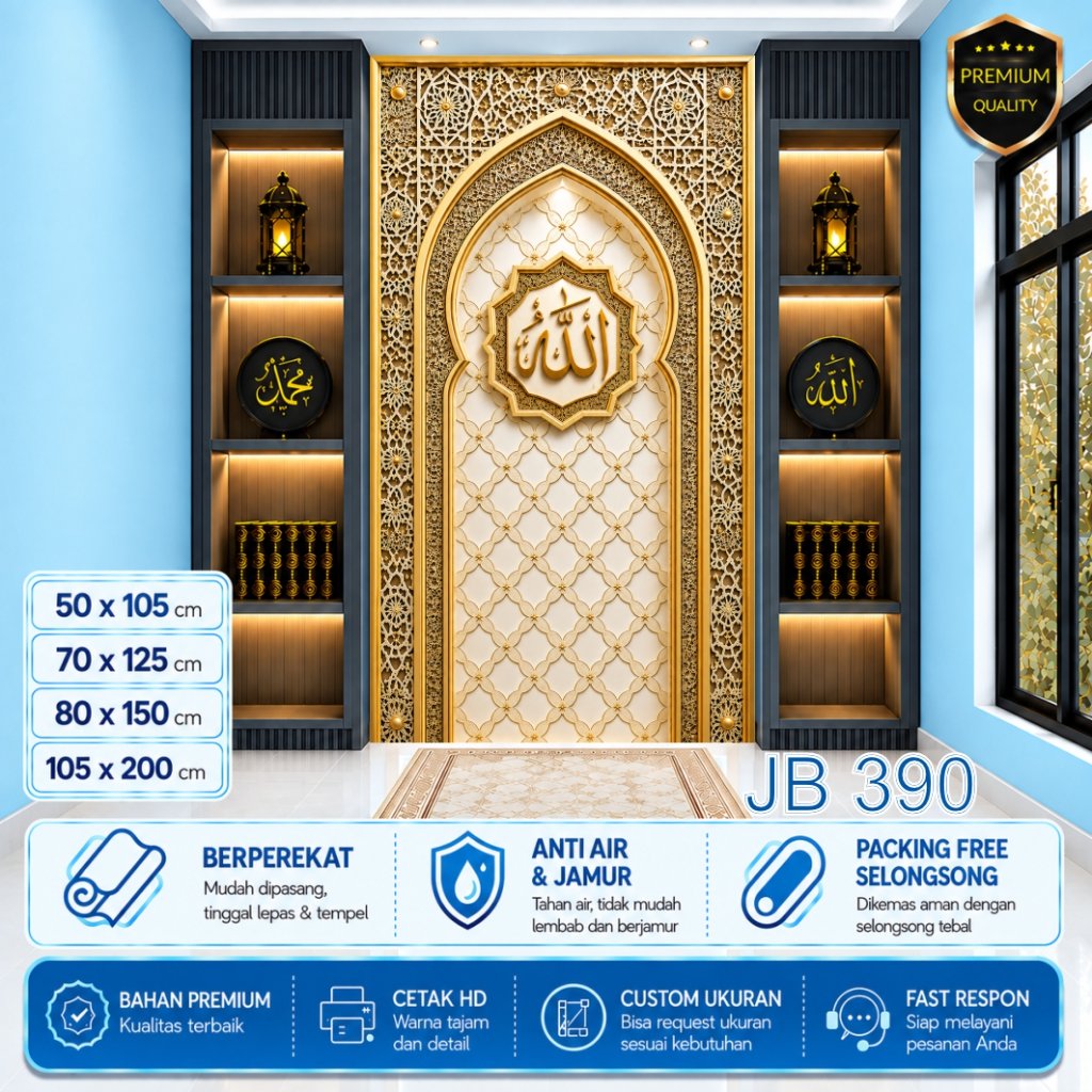 Wallpaper Mihrab Musholla 3D Islami Stiker Vinyl , Stiker Mihrab 3d Untuk Musholla Minimaslis