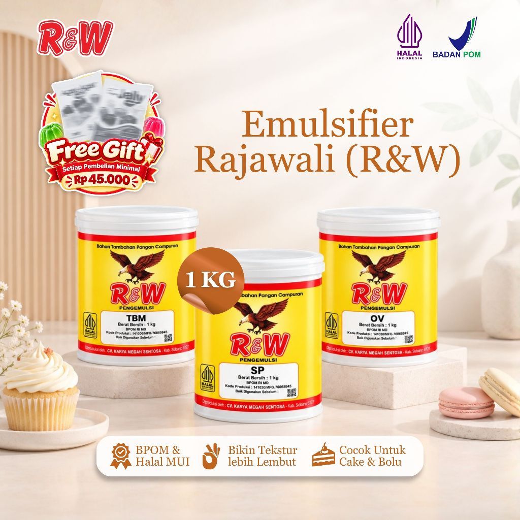R&W Rajawali Emulsifier SP Ovalet TBM 1 Kg Pengemulsi Kue Bolu Cake Sponge Baking Halal BPOM