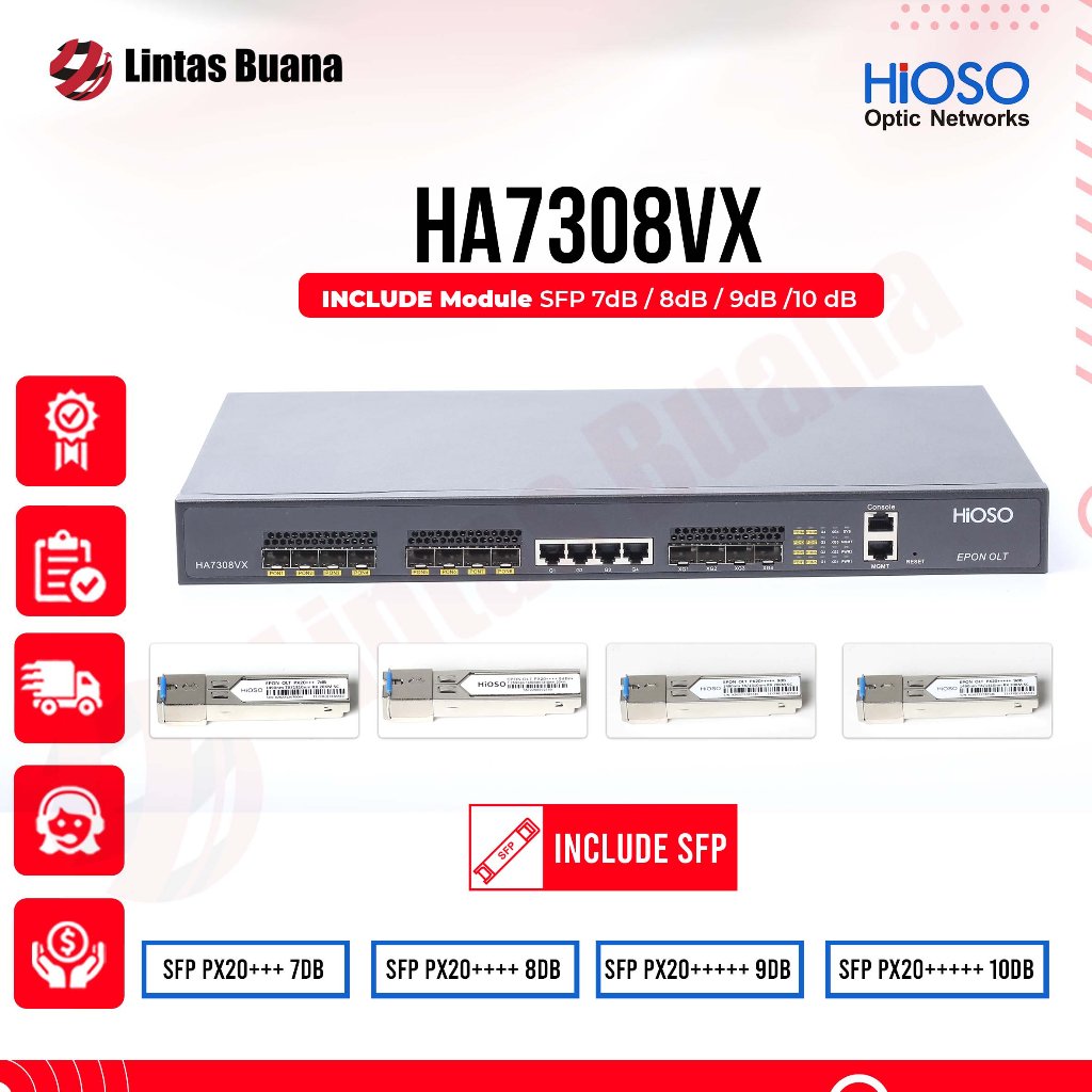 OLT EPON HIOSO HA 7308 VX 4PON UPLINK 10G - HA7308VX include SFP module