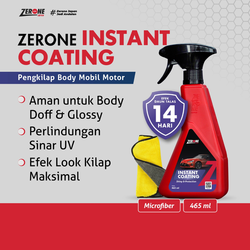Zerone Japan Instant Coating Pengkilap Body Mobil Motor Spray Efek Daun Talas 465ml