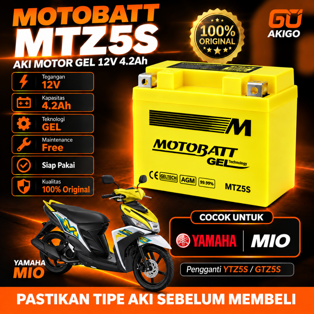 Aki Motor Mio M3 Motobatt MTZ5S