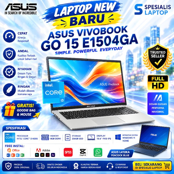 LAPTOP SLIM DESIGN Asus Vivobook E410KA / E410MA / L410MA / L510MA N4020 N4500 N5030 512GB SSD
