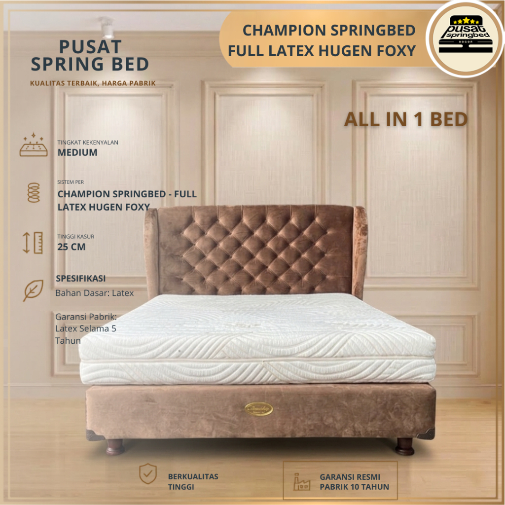 Kasur Full Latex - Champion Springbed Full Latex Hugen Foxy