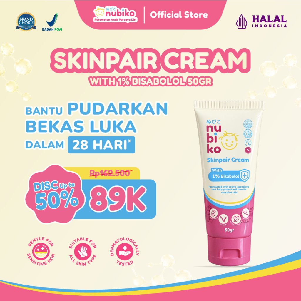 Nubiko Skinpair Cream with 1% Bisabolol 50gr - Krim Kulit Anak Kering Sensitif & Bantu Rawat Bekas L