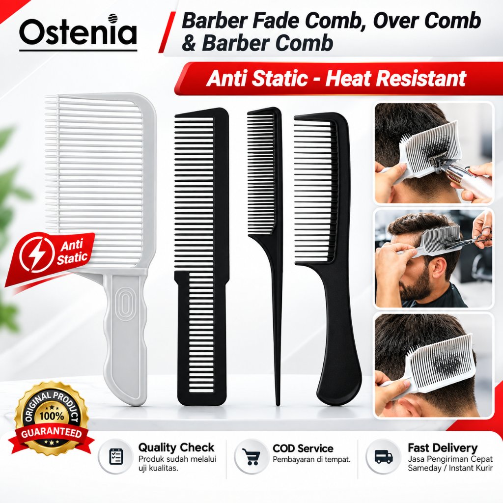 Set Lengkap Sisir Fade Comb Over Comb Barber Comb Sisir Fade Blanding Sisir Barbershop Dan Salon
