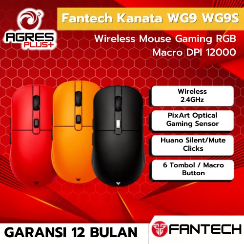 Fantech Kanata WG9 WG9S Wireless Mouse Gaming RGB Macro DPI 12000