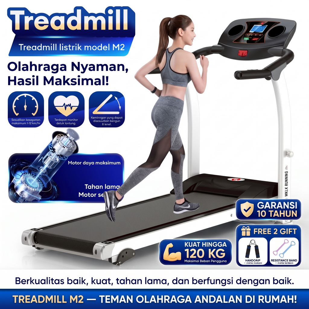 HTD Sport Treadmill Electric Lipat Treadmill Manual Getar Multifungsi Alat Olahraga Lari Running Pad