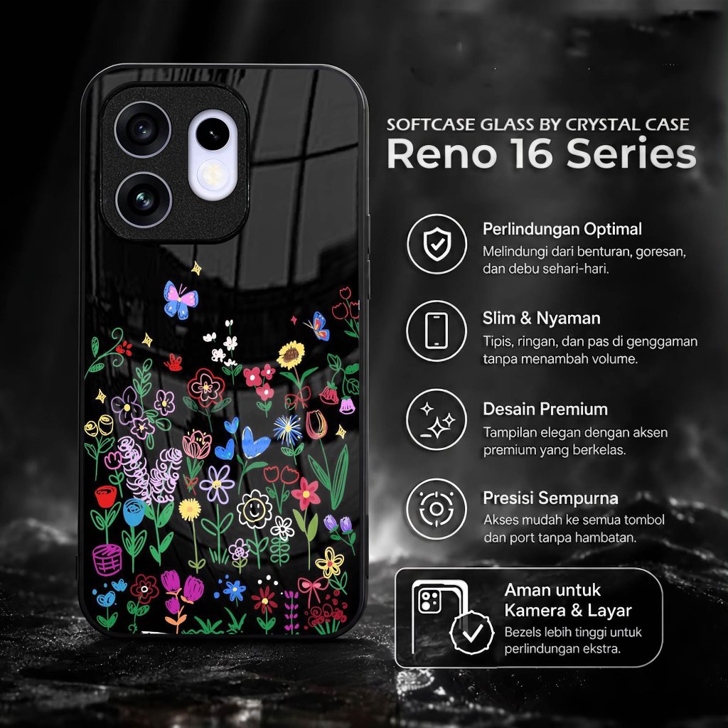 Softcase Kaca Akrilik For OPPO RENO 16 SERIES - Casing HP [RK238] rumahkesing