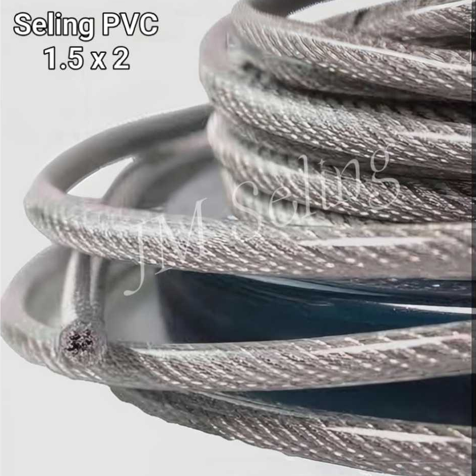 Kawat Seling 2MM Lapis Plastik PVC 1.5x2