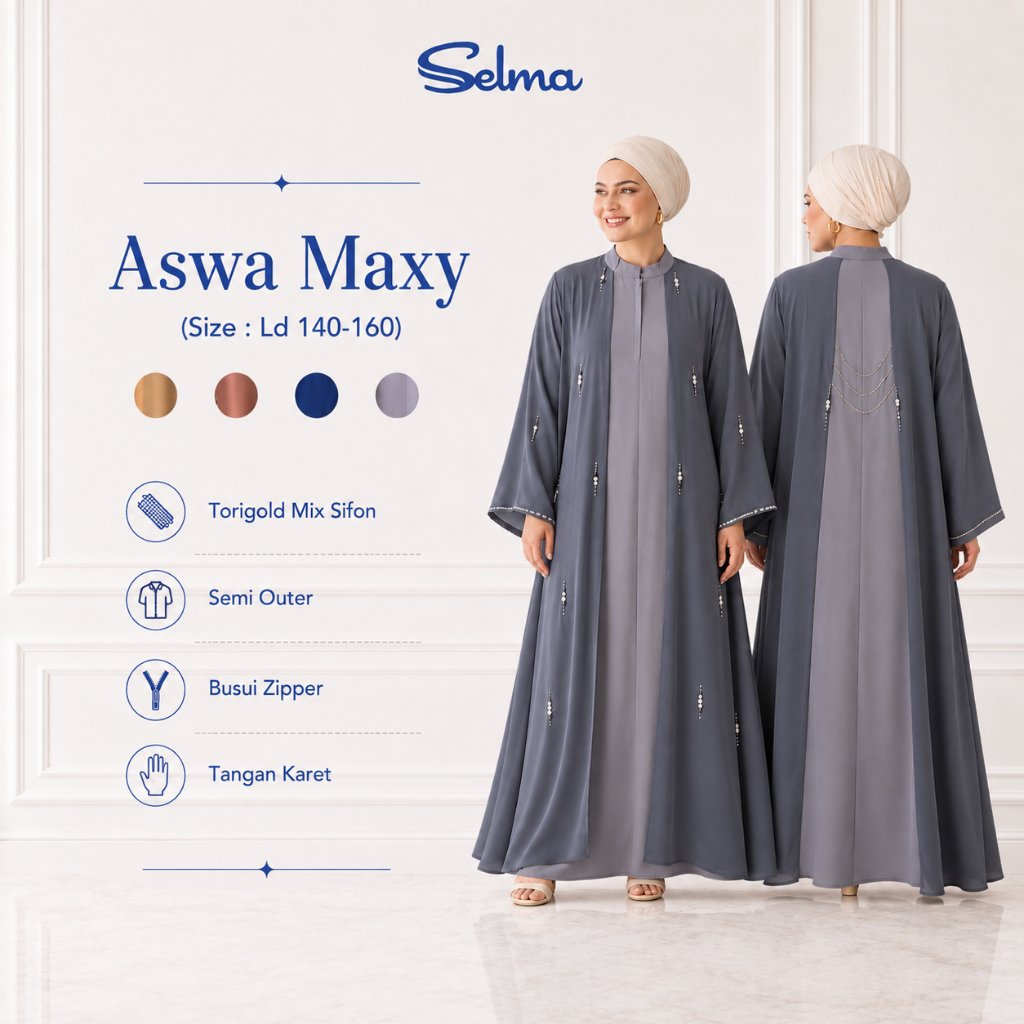 Aswa Maxy Gamis Jumbo LD 140–160 Torigold Mix Sifon Semi Outer  Busui by SELMA