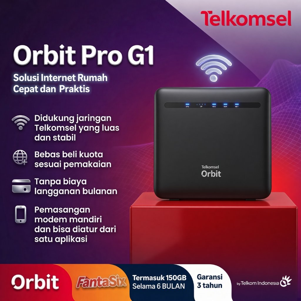 Telkomsel Orbit Pro G1 4G HKM288 Modem Home Router WiFi Dual Band Cat.6 Free Fantasix 150GB