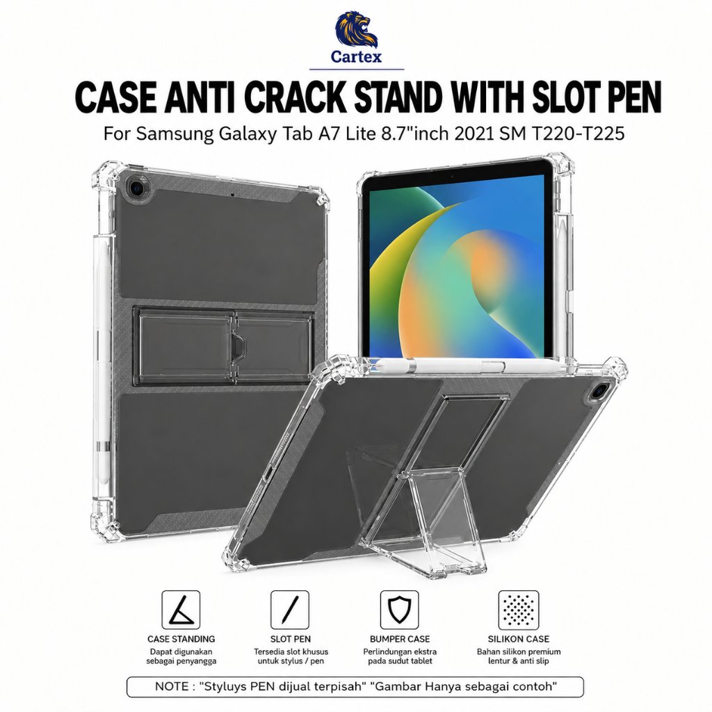 Case Samsung Galaxy Tab A7 Lite 8.7"inchi 2021 SM T220 - T225 Case Anti Crack Standing / case samsun