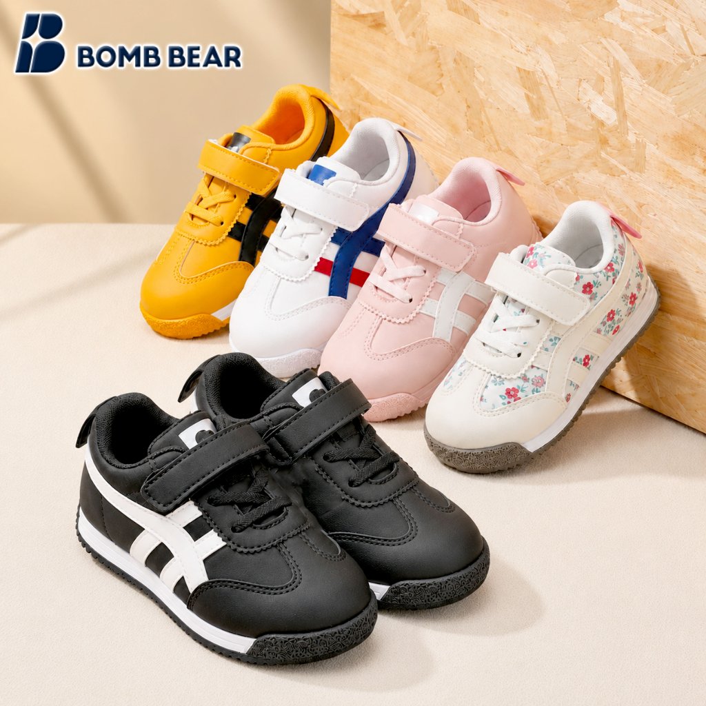Bomb Bear Sepatu Sneakers Sekolah Anak Laki Laki TK SD 3-12 Hitam Sports Premium Anti Slip YN-6503