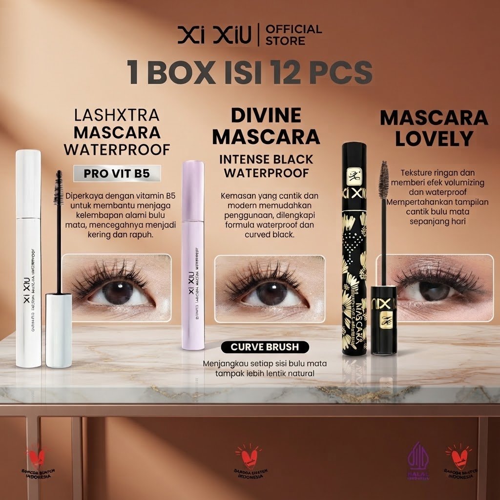 (PERBOX ISI 12Pcs) XI XIU Mascara All Variant || Xi Xiu Divine Mascara | Xi Xiu Lovely Mascara | Xi 