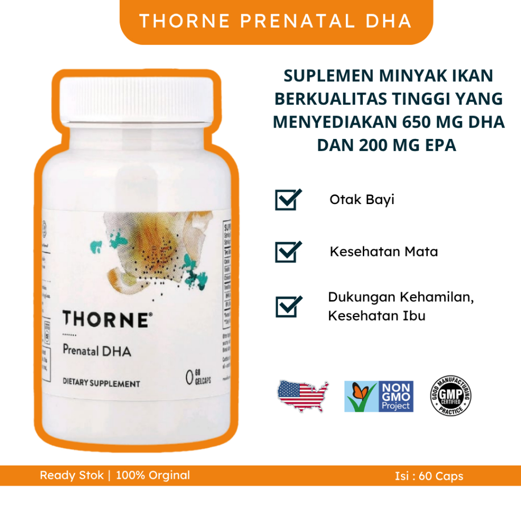 THORNE Prenatal DHA - 650 mg DHA dan 200 mg EPA 60Gelcaps