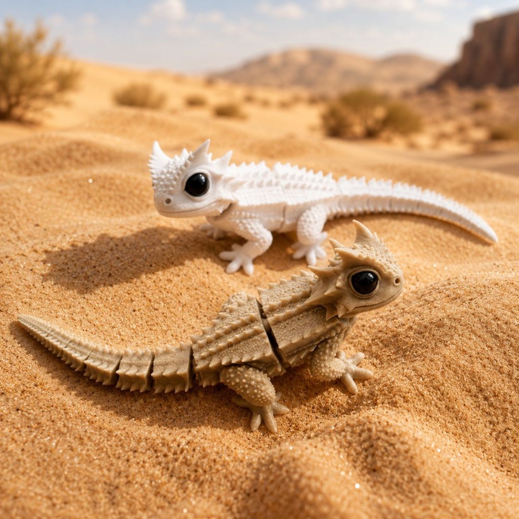 Flexi Horned Lizard | Mainan Kadal Bertanduk Gurun Flexi Artikulasi 3D Print | Mainan Kadal Fleksibe