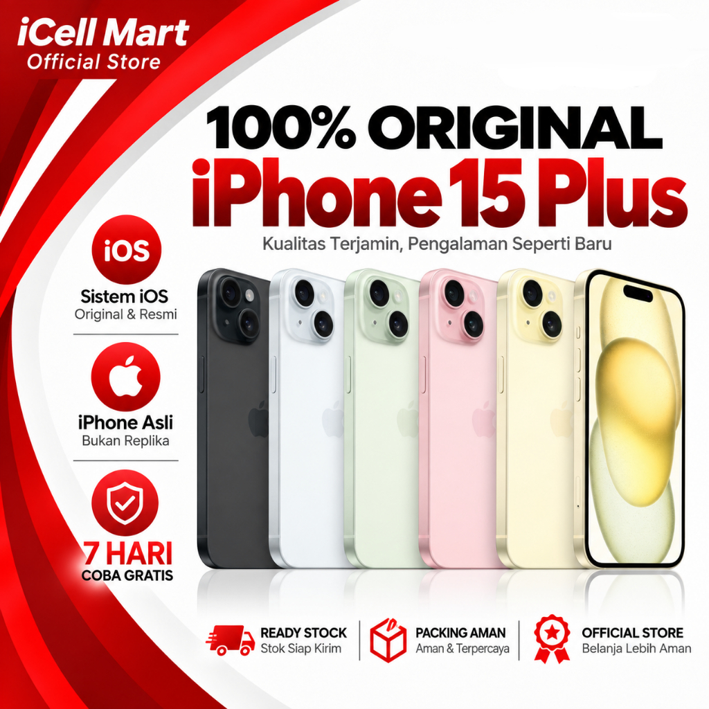 iPhone 15 Plus WIFI ONLY Original Bekas 128GB/256GB Mulus 99% Fullset Uji Coba Gratis 7 Hari Garansi
