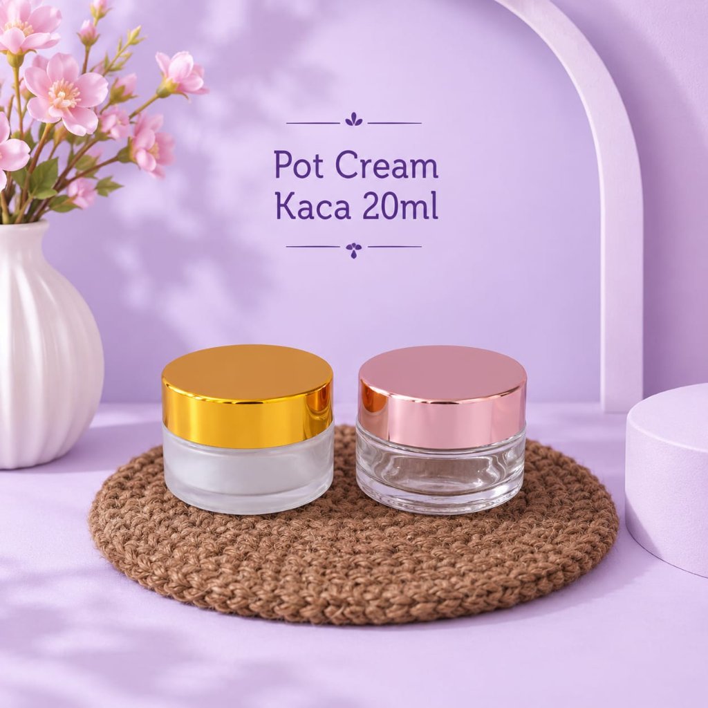 Pot Krim Kaca Doff 20ml Pot Cream Kaca Bening 20ml Tempat Kosmetik Jar Pot Skincare  Tutup Gold/Rose