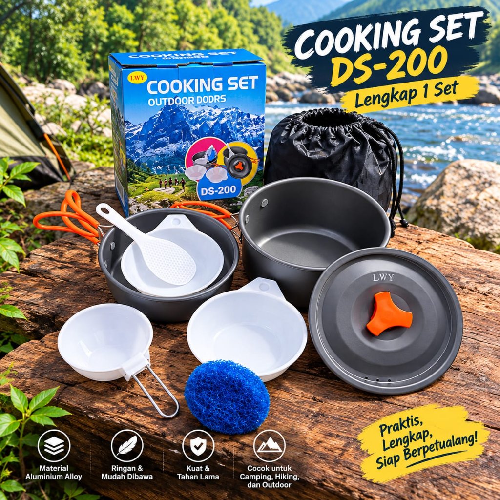 Cookingset nesting panci camping ds200 nesting alat masak camping outdoor