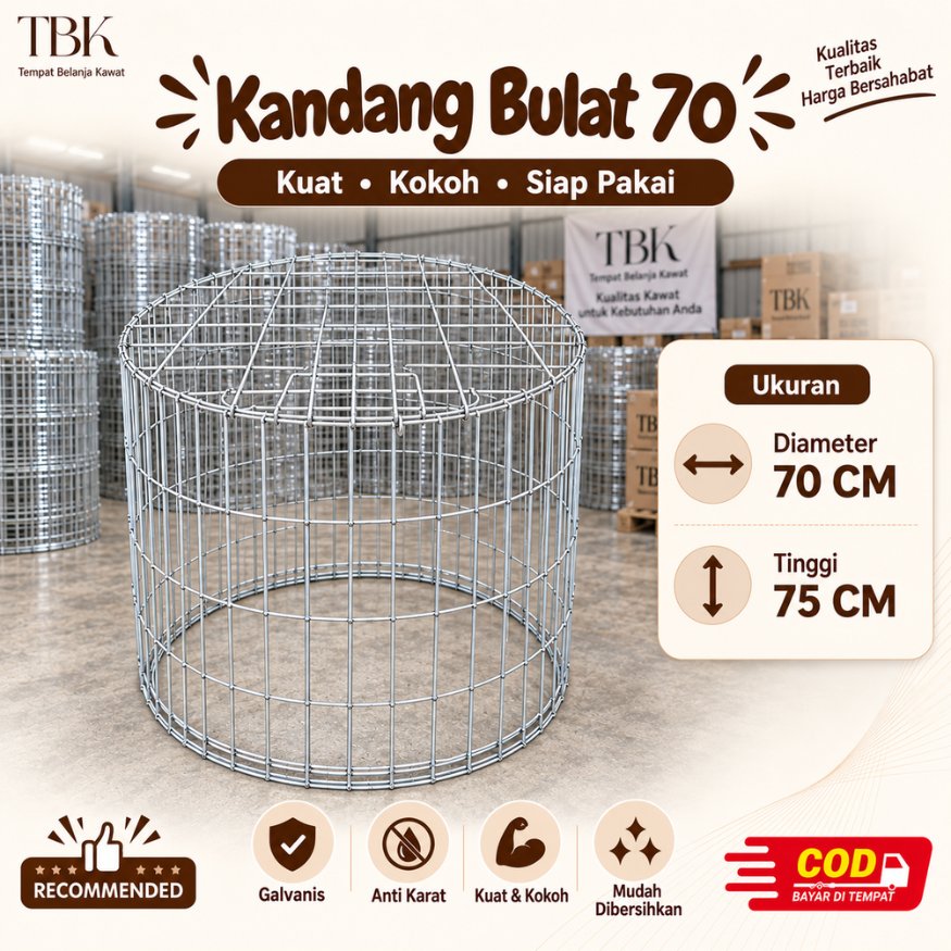 |Kandang Bulat Umbaran 70cm Galvanis | Anti Karat Kuat Kokoh | Kandang Ayam Jago