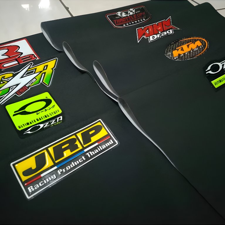 SARUNG JOK MOTOR LOGO MIKA TIMBUL ESR,KING DRAG,JRP,KTM,RCB,THROOTLEUP