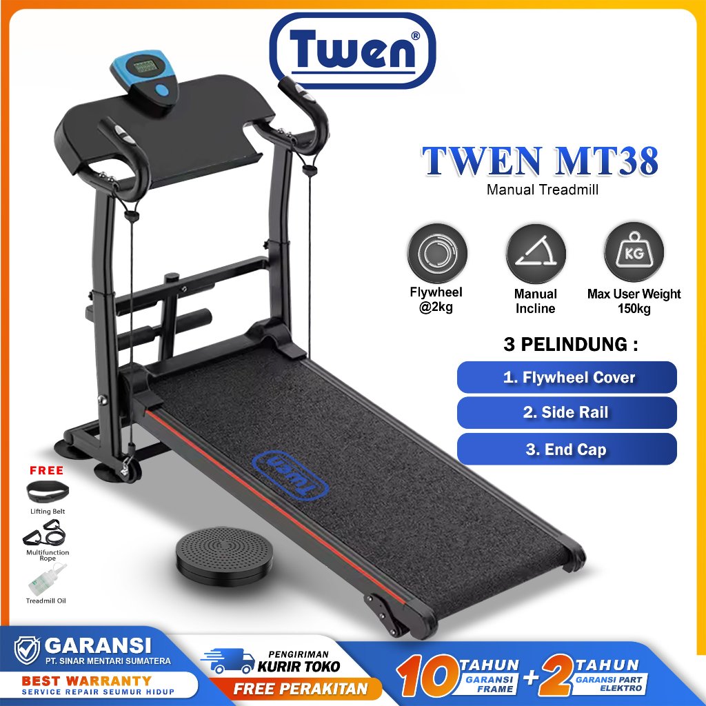 TWEN MT31 MT38 Treadmill Tanpa Listrik Treadmill Manual Treadmill Multifungsi Treadmill Lipat Alat