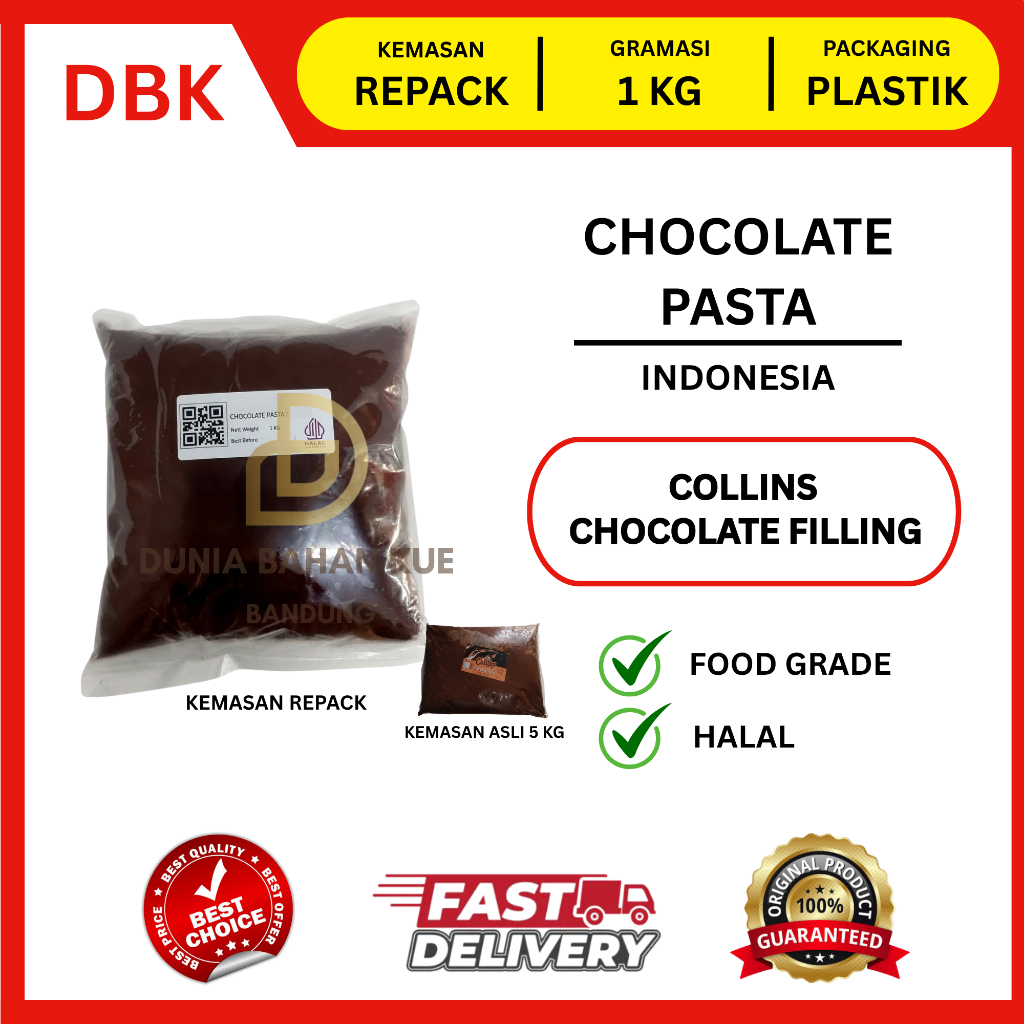 COLLINS CHOCOLATE FILLING 1 KG / COLINS COKELAT PASTA COKLAT ISIAN ROTI