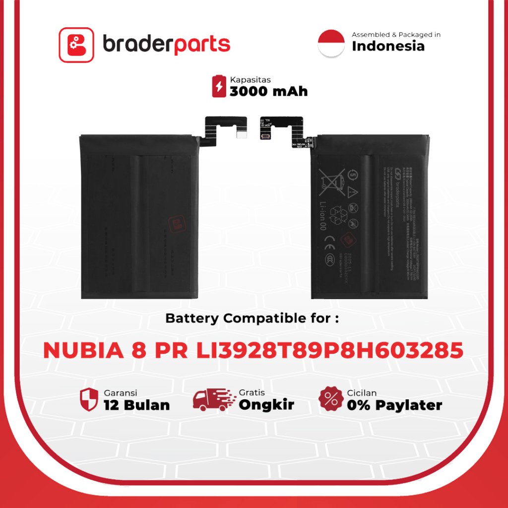 Braderparts Baterai | Battery | Batre LI3928T89P8H603285 Compatible for ZTE Nubia Red Magic 8 Pro