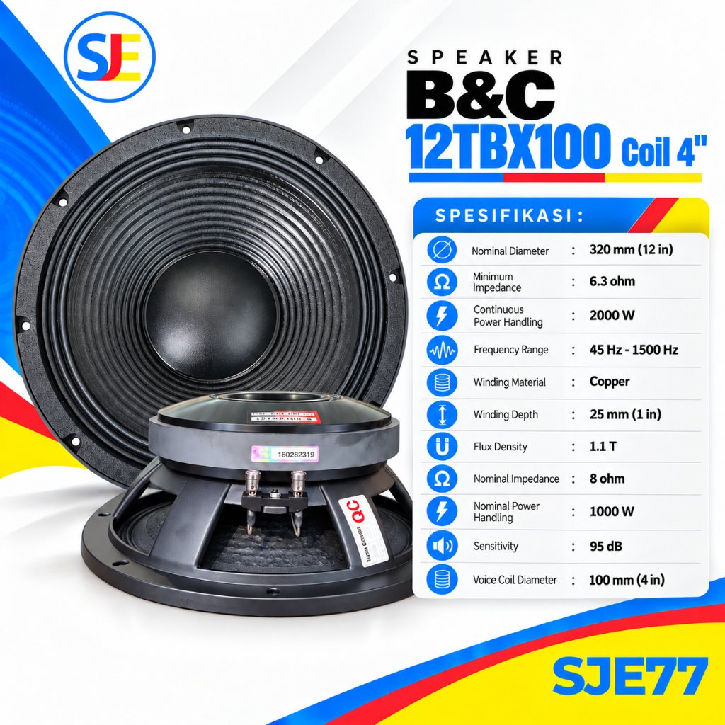 Speaker BNC 12TBX100 Coil 4 / Speaker Komponen 12 Inch BNC 12TBX100 / Speaker B&C 12TBX100