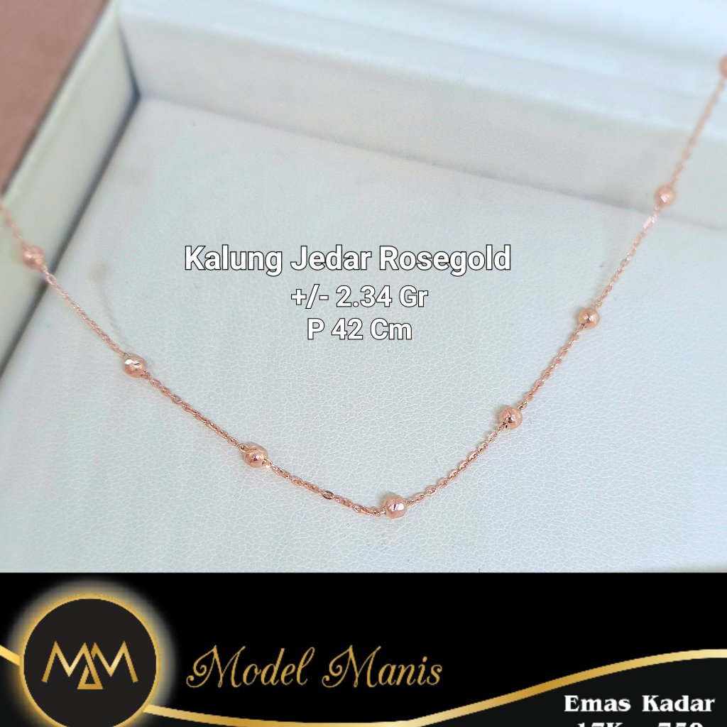 Kalung Jedar Rosegold 750 kadar 17k