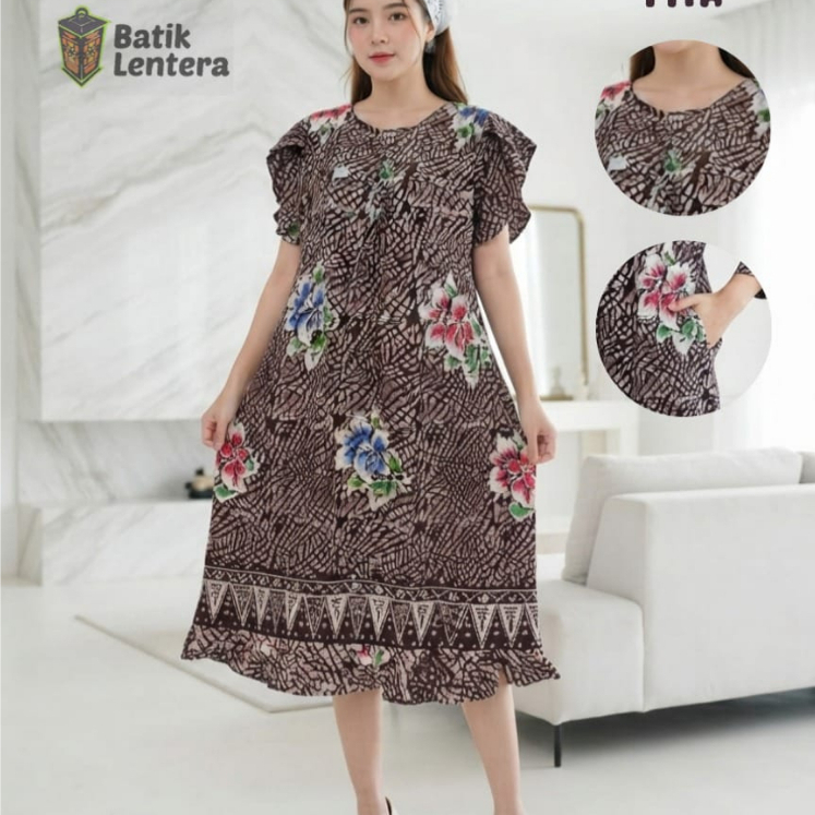 Baju Tidur Daster Lentera Batik Tangan Mawar Pita Motif Kembang Sunan Rayon Premium Cetak Kekinian