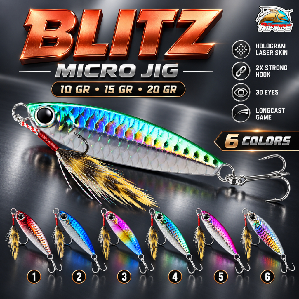 UMPAN PANCING METAL JIG RIPTIDE BLITZ MICRO JIG LONGCAST GAME 10G 15G 20G 30G RIPTIDE BLITZ MICRO JI