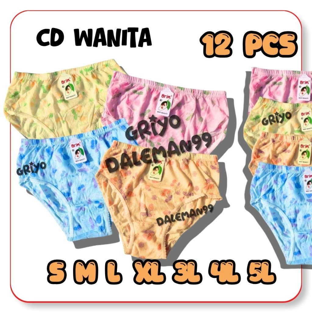 PAKET 12 PCS CD WANITA ORIN | CELANA DALAM WANITA  ORIN ANAK - DEWASA SIZE S - 5L GRIYO DALEMAN99